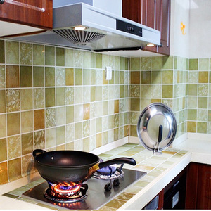 Leaf Pattern Self Adhesive Aluminum Foil Wall <b>Stickers</b> Waterproof Oil Proof High Temperature Resistant <b>Kitchen</b> Mural PVC - Product Image 1