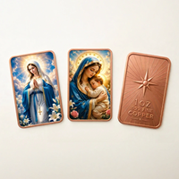 Vente en gros de barres de cuivre fin .999 de 1 oz, avec image religieuse sacrée de la Vierge Marie imprimée en UV 2D, souvenir de foi