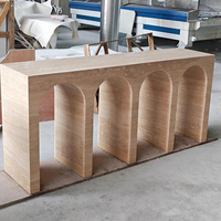 Table console en travertin beige Cammy Stone - Marbre clair - Design moderne - Multifonctionnelle pour salon, chambre à coucher, bureau