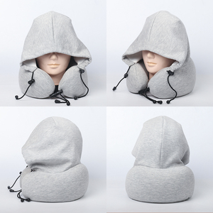 Nouveau pliant breveté 2 en 1 cou soutien voyage sommeil sieste oreiller orthopédique cervical mémoire mousse cou voyage oreiller avec capuche - Product Image 2