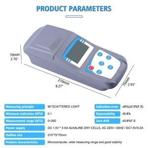 Turbidimètre numérique portable portable 0 ~ 200 NTU <span class=keywords><strong>90</strong></span> ° précision de la lumière dispersée 0.1 testeur de qualité avec rétro-éclairage pour l'eau - Product Image 6