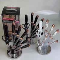 MANJIA Ensemble de Couteaux en Acier Inoxydable 9 Pièces Antiadhésifs pour la Maison Vente en Gros Couteaux de Cuisine Professionnels avec Support en Acrylique