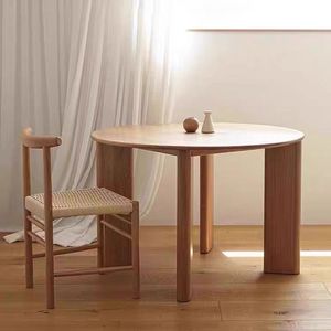 Nordic <b>Solid</b> <b>Wood</b> Round Dining <b>Table</b> Stable Design For Small Apartments And Offices - Product Image 2