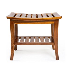 Banc de <span class=keywords><strong>douche</strong></span> en <span class=keywords><strong>bois</strong></span> de teck d'angle de salle de bains Patio intérieur jardin cour bain Spa <span class=keywords><strong>tabouret</strong></span> étanche à 2 niveaux avec étagère de rangement en dessous - Product Image 3