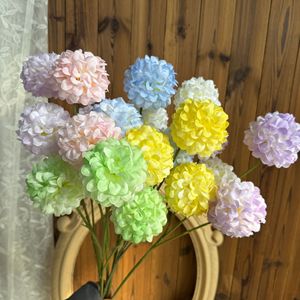 Bouquet de fleurs artificielles d'hortensia Jinxi, fleurs en soie pour mariage et décoration intérieure, multicolores, arrangement mini-boule à 3 têtes - Product Image 1