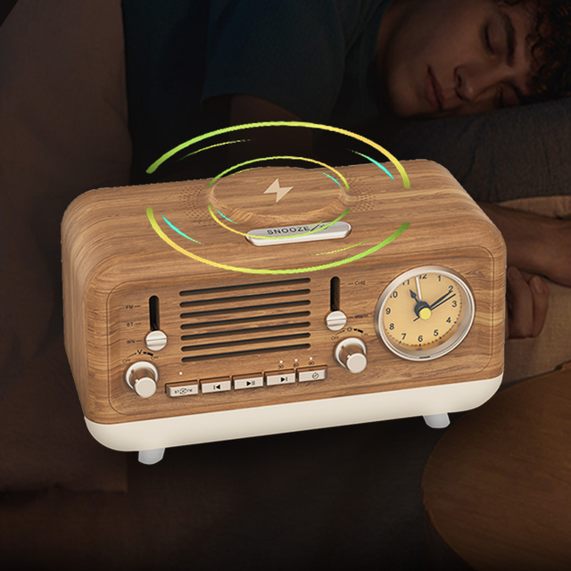 HiFiD FM Radio Meditation Machine White Noise Machine Clock Wireless Speaker Night Light for Home with Wireless Charger