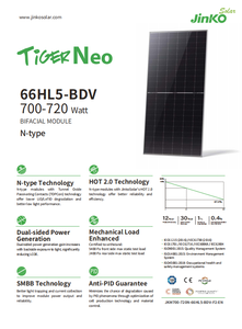แผงโซลาร์เซลล์คุณภาพสูง ประสิทธิภาพสูง 66HL5-BDV 700-720w 710w 715w Jinko 66HL5-BDV 700-720w Jinko 66HL5-BDV 700-720w คุณภาพสูง - Product Image 3