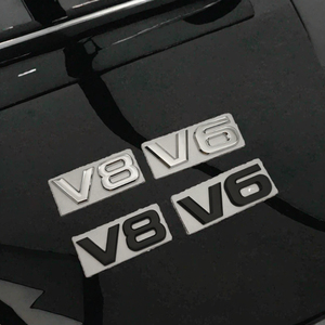 3D Chrome Black Metal Luxury <b>Car</b> Emblem V6/V8 Engine Displacement Self-adhesive Badge for Auto Accessories - Product Image 3