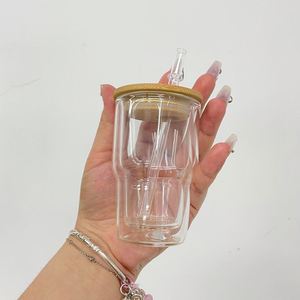 Vaso de Vidrio Transparente de Doble Pared para Sublimación, con Orificio Preperforado, para Café, Estilo Bola de Nieve, 3oz, para Envoltura UV DTF - Product Image 5