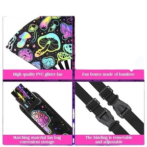 Abanico Plegable de Bambú Holográfico Reflectante Grande con Funda para Eventos y Fiestas Rave - Product Image 3