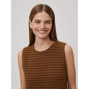 Vestido Mini de Algodón Tejido al por Mayor, Vestido Vintage sin Mangas con Diseño Calado - Product Image 5