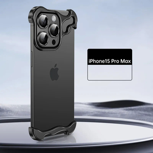 Funda protectora con marco de metal de forma irregular para iPhone 16 Pro Max 15 Plus con cubierta de teléfono móvil con película de lente electrochapada - Product Image 2