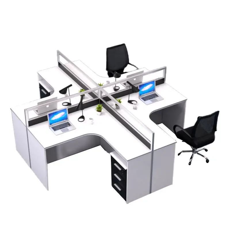 Combination Office Furniture Simple Modern 4/ 6 Person Office Desk Work Station Staff Desk And Chair 4 Person Office Workstation