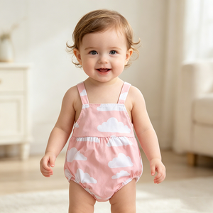 Tutina in Cotone per Neonata, Senza Maniche, con Stampa a Nuvole, <span class=keywords><strong>Abbigliamento</strong></span> Estivo Casual per Neonati, Vendita all'Ingrosso - Product Image 2