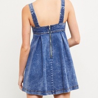 Robe en jean délavé Y2K personnalisée pour femme, style décontracté et tendance, 100 % coton, coupe trapèze, mini, dos nu, ajustement régulier, couleur unie, naturelle