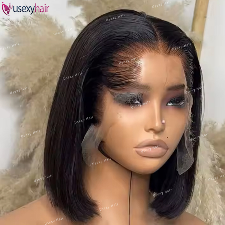 Perruque Bob droite avec ligne de cheveux en forme de M