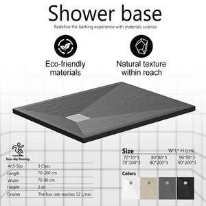 Plateau <span class=keywords><strong>de</strong></span> <span class=keywords><strong>douche</strong></span> rectangulaire en surface solide Jestone économique avec drain linéaire - Durable et faible entretien Garantie 10 ans - Product Image 4