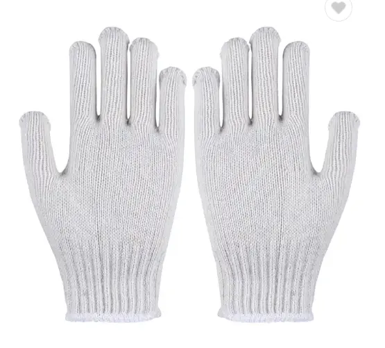 Sarung tangan rajut katun Fit telapak tangan rajutan putih sarung tangan kerja keselamatan dengan CE
