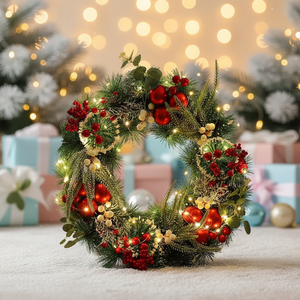 Christmas Decoration Cotton <strong>Wreath</strong> Vine Scene Arrangement <strong>Door</strong> Hanging Decorative Items New Glowing Window Display <strong>Hangers</strong> - Product Image 3