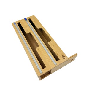 <b>Bamboo</b> Storage Box With Cling Film Cutter Rectangle Portable For Travel Solid Color Food Storage <b>Container</b> - Product Image 2