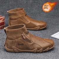 Chaussures de course montantes pour hommes 2025 Joker Fashion, style hiver de luxe, doublure polaire, semelle intérieure EVA, fermeture à enfiler, tendance mode et travail