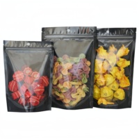 Kemasan Makanan Doypack Transparan Hitam Custom Print untuk Kacang, Buah Kering, Permen, dan Gummy, dengan Zipper dan Model Stand Up Pouch