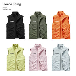 Флисовая подкладка, водоотталкивающая мягкая оболочка, осенне-зимний теплый воротник-стойка, износостойкий Повседневный жилет из 100% полиэстера на заказ - Product Image 1