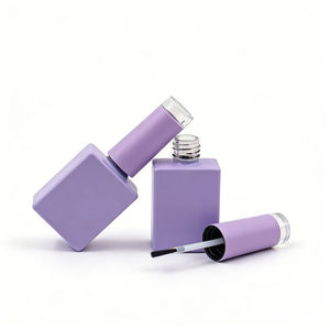 Vente en gros de flacons d'huile pour cuticules violette de 10 ml, contenant en verre carré de luxe, logo personnalisé, flacon de vernis à ongles vide - Product Image 5