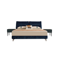 Italienisches Modernes Luxus-Polsterbett Neues Design Massivholz Kaschmirstoff Stauraum Schlafzimmer Doppelbett Weiche Möbel Apartment
