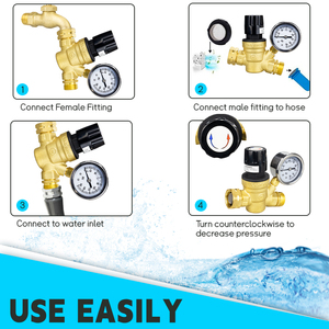 Regulador de válvula reductora de presión de latón roscado NH de 3/4 pulgadas DN20 16Bar sin plomo Tmok para Camper de agua potable - Product Image 5