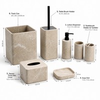 Ensemble d'accessoires de salle de bain en résine beige, style scandinave moderne et minimaliste, pour la maison ou l'hôtel
