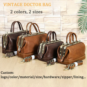 กระเป๋าหนังแท้ทรงหมอแบบวินเทจ หลายขนาด  หนังฟอกฝาดแบบวีแกน  กระเป๋าถือสำหรับผู้หญิง  กระเป๋าของขวัญระดับไฮเอนด์ พร้อมซับในผ้าฝ้าย - Product Image 2