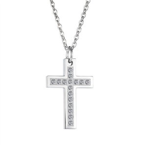 Collier pendentif croix religieuse en zircon cubique plaqué noir, design délicat chrétien, nouveau modèle 2021 - Product Image 4