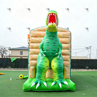 Château gonflable commercial T-Rex Dinosaure avec toboggan et zone de saut, pour événements extérieurs et location pour fêtes d'enfants