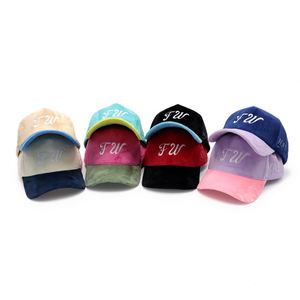 Casquette de baseball en velours personnalisée avec logo brodé bicolore vintage - Product Image 6