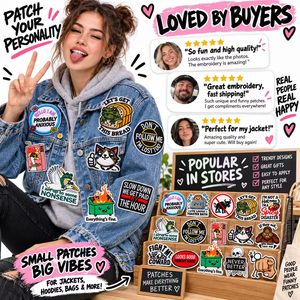 Parche Bordado Divertido al por Mayor: Meme Sarcástico de Gato, Rana, Mapache y Esqueleto – Humor, Termoadhesivo y para Coser - Product Image 6