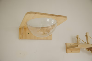 OEM ODM Estante para gatos montado en la pared Cama de madera ecológica natural Percha Esfera de plástico Muebles de juego Gato Mascota Juguetes de movimiento interactivo - Product Image 5