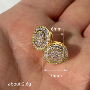 Orecchini a perno rotondi unisex, gioielli per le orecchie semplici e scintillanti in stile street - Product Image 4