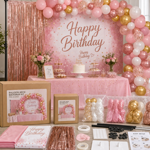 Kit de décoration personnalisé en plastique pour événements et fêtes : bannière de fond, ballons pour anniversaire, enterrement de vie de jeune fille, douche nuptiale - Origine Chine - Product Image 6