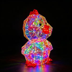 Décoration de poulet prismatique iridescent moderne, figurine de coq réfléchissante 3D LED arc-en-ciel, cadeau de Pâques unique, décoration de table - Product Image 1