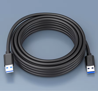 Kabel USB3.0 A-Male ke A-Male Kecepatan Tinggi, Kabel Transfer Data SuperSpeed 5Gbps dengan Konektor Berlapis Emas