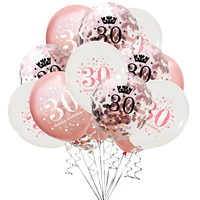 Ballons de confettis en latex noir et argent métallisé écologiques et durables pour 14e anniversaire, lot de 20, avec rubans ronds pour fête de remise des diplômes