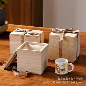 Caja de regalo cuadrada de madera de Paulownia, hecha a mano, de madera maciza, para té, joyería, regalos y artesanías. - Product Image 2