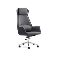 Chaise de bureau exécutive moderne en cuir, cadre en bois, base en métal, hauteur réglable, roulettes, confortable pour une longue séance assise, ordinateur