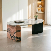 Table basse ronde en marbre blanc de style moderne et luxueux pour salon, villa, hôtel, décoration