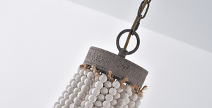 Lampadario Artistico Retrò Americano <span class=keywords><strong>in</strong></span> <span class=keywords><strong>Legno</strong></span> Massello con Perle, Illuminazione Decorativa per Soggiorno e Sala - Product Image 5