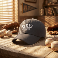 Casquette de baseball en denim Dobby style vintage américain, délavée, à calotte souple, visière incurvée surdimensionnée, pour l'extérieur et la protection solaire