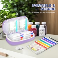 Organisateur de pilules hebdomadaire 2 fois par jour A6, étanche, 14 pochettes pour le rangement des médicaments en voyage avec étiquettes et fermeture auto-adhésive personnalisée