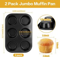 Moule à muffins géants 6 cavités, antiadhésif, en acier au carbone, réutilisable, pour la pâtisserie maison