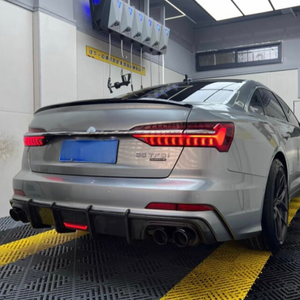 Diffusore Posteriore in ABS Nero Lucido Effetto Fibra di Carbonio con Luce LED per <span class=keywords><strong>Audi</strong></span> <span class=keywords><strong>A6</strong></span> S6 C8 <span class=keywords><strong>2019</strong></span>-2025 - Product Image 6